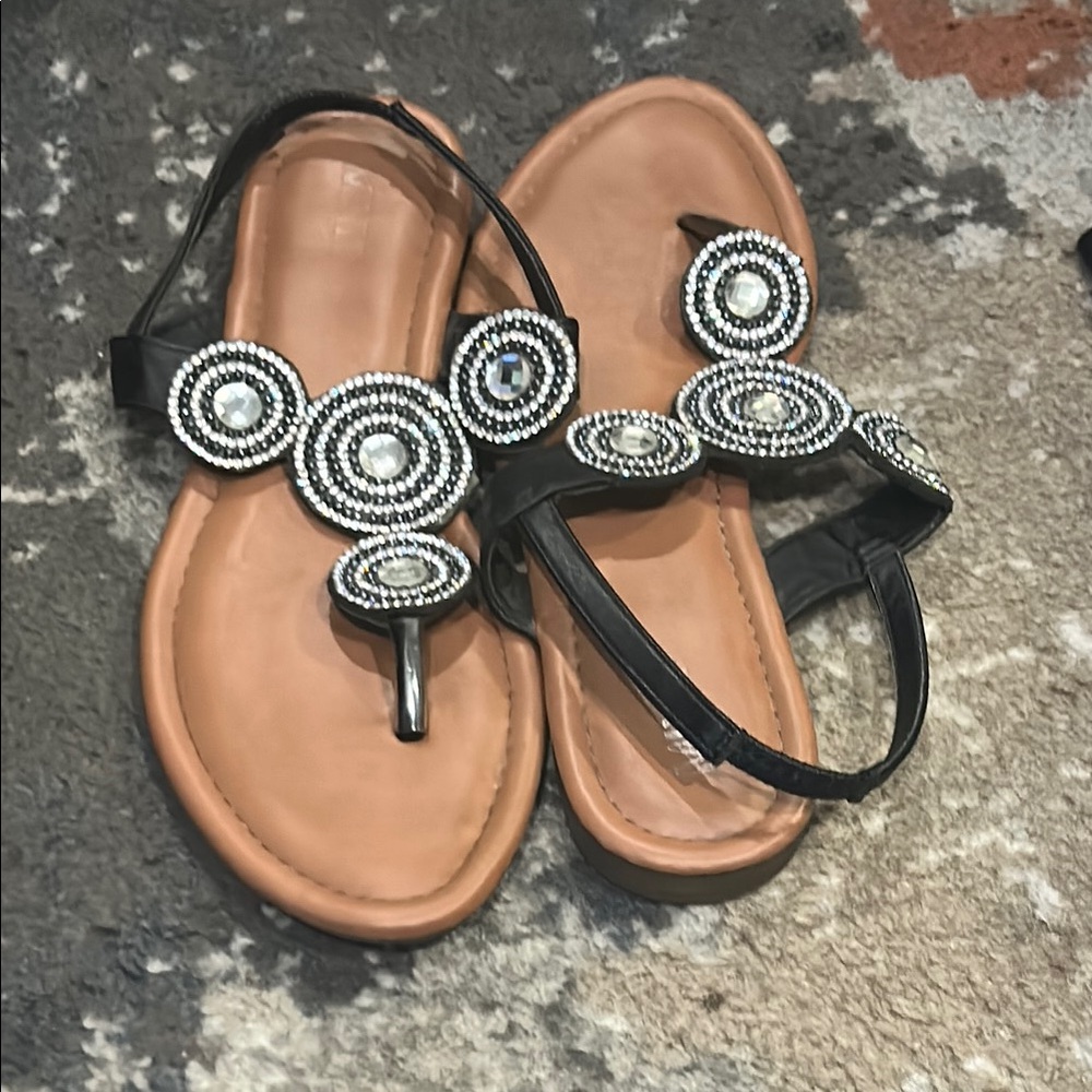 Elegant Black Beaded Women's Sandals
